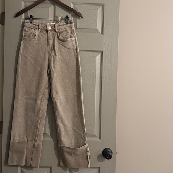 Zara Denim - Zara Women's Beige Wide Leg Pants